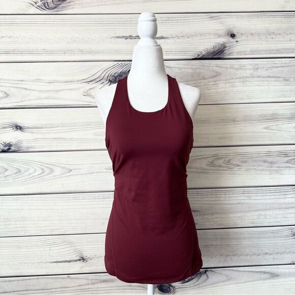 Fabletics Burgundy Boost Strappy Sports Bra Tank Top - Picture 3 of 11